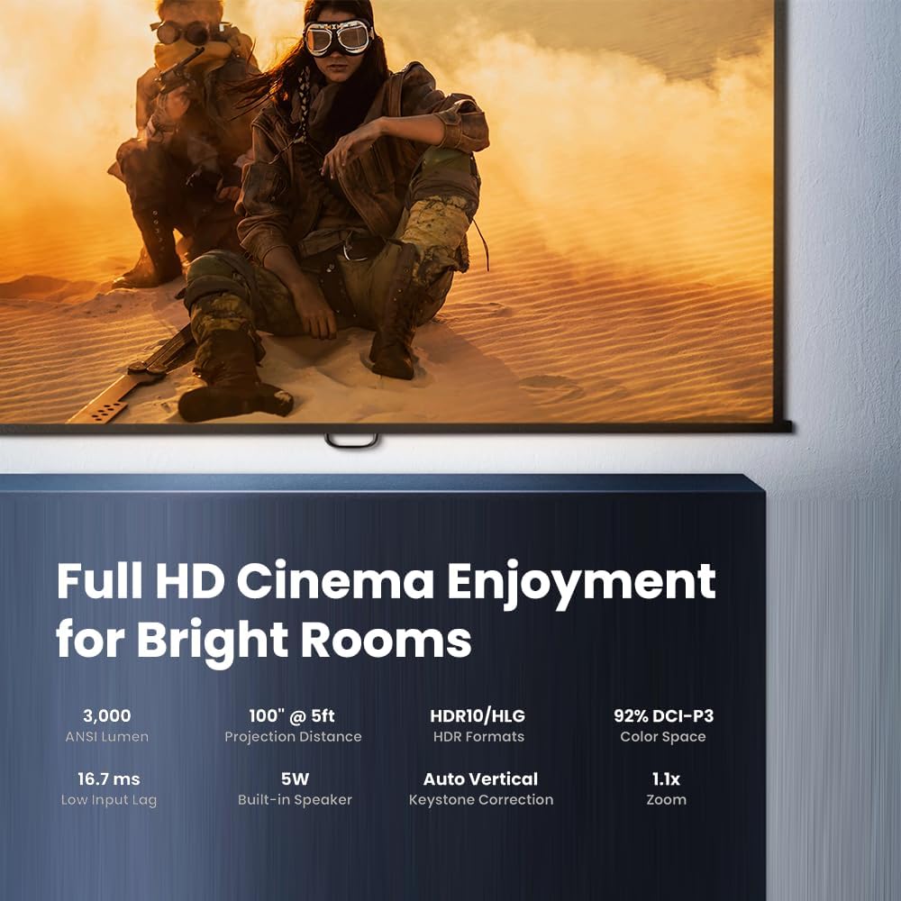 1080p DLP Home Theater Short Throw Projector (TH671ST), 3000 Lumens, Low Input Lag for Gaming, Ambient Light Sensor