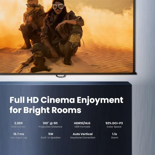 1080p DLP Home Theater Short Throw Projector (TH671ST), 3000 Lumens, Low Input Lag for Gaming, Ambient Light Sensor